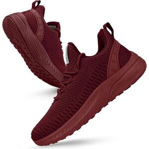 Women's Burgundy Tennis Running Walking Shoes Lightweight Casual Sneakers